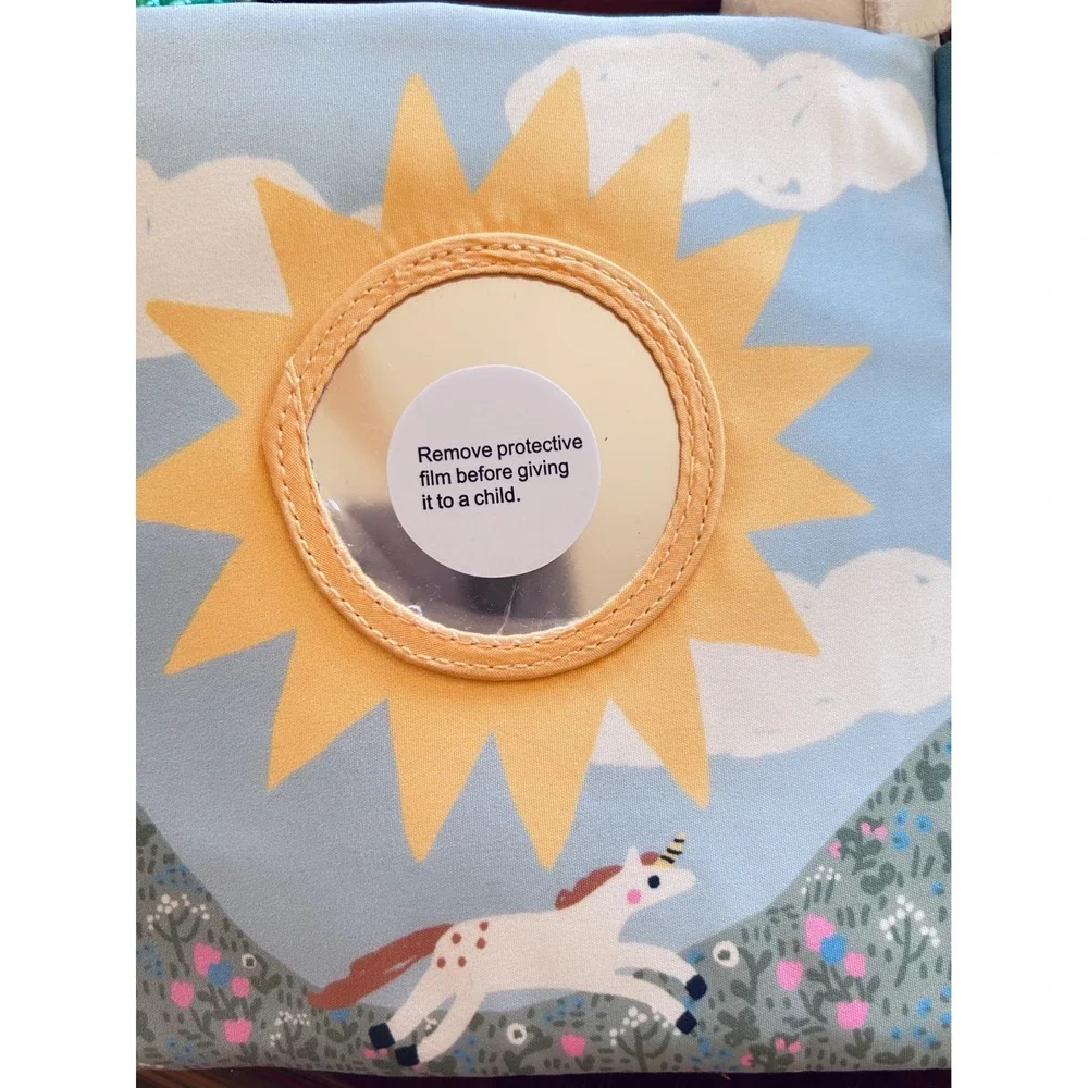Cloud Island Plush Book Unicorn Baby Sensory Toy with‎ Mirror and Textures NEW